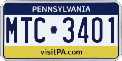 PA license plate MTC3401