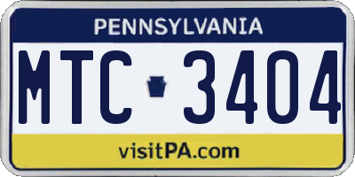 PA license plate MTC3404