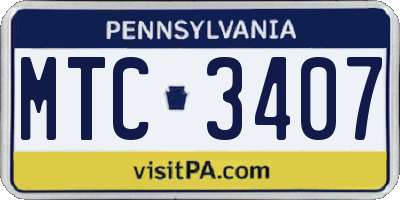 PA license plate MTC3407