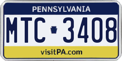 PA license plate MTC3408