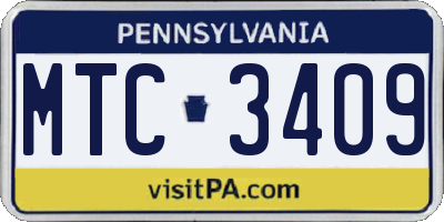 PA license plate MTC3409