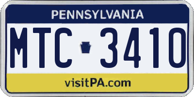 PA license plate MTC3410