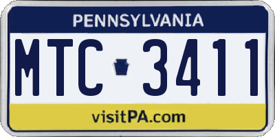 PA license plate MTC3411
