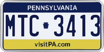 PA license plate MTC3413