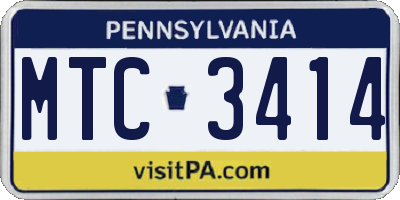 PA license plate MTC3414