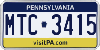 PA license plate MTC3415
