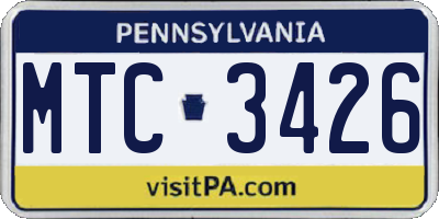 PA license plate MTC3426