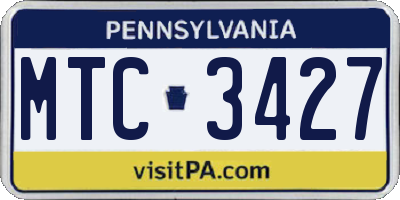 PA license plate MTC3427