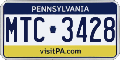 PA license plate MTC3428