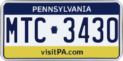 PA license plate MTC3430