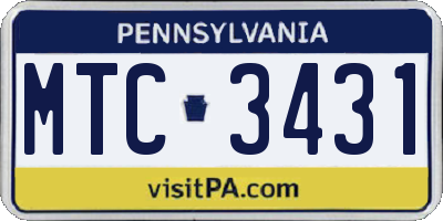 PA license plate MTC3431