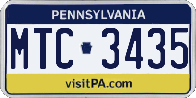 PA license plate MTC3435