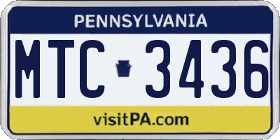 PA license plate MTC3436