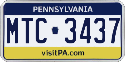 PA license plate MTC3437