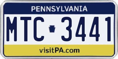 PA license plate MTC3441