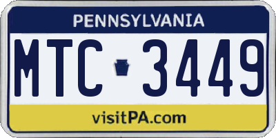 PA license plate MTC3449