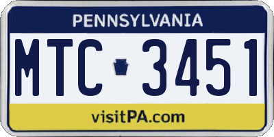 PA license plate MTC3451