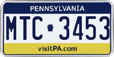 PA license plate MTC3453