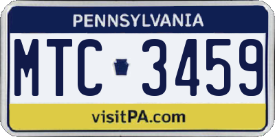 PA license plate MTC3459