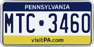 PA license plate MTC3460