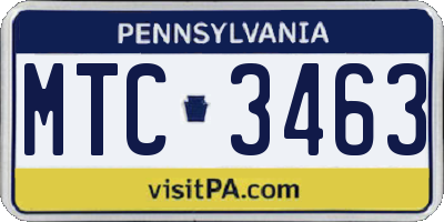 PA license plate MTC3463
