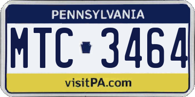 PA license plate MTC3464