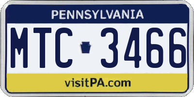 PA license plate MTC3466