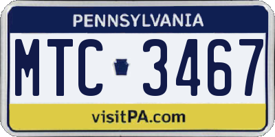 PA license plate MTC3467