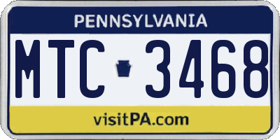 PA license plate MTC3468