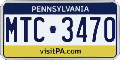 PA license plate MTC3470