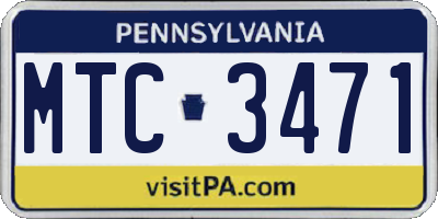PA license plate MTC3471