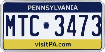 PA license plate MTC3473