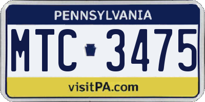 PA license plate MTC3475