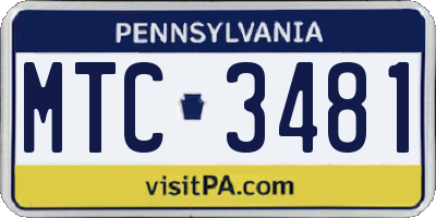 PA license plate MTC3481
