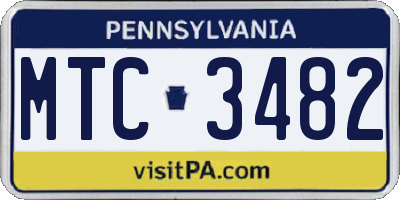PA license plate MTC3482