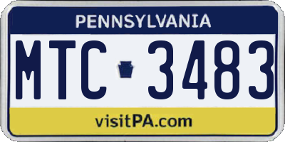 PA license plate MTC3483