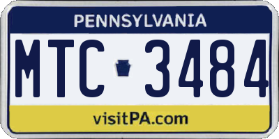 PA license plate MTC3484