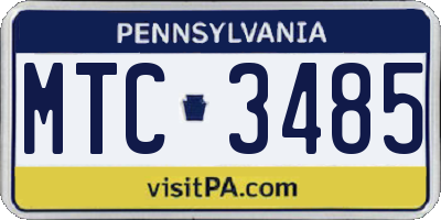 PA license plate MTC3485