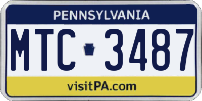 PA license plate MTC3487