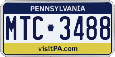 PA license plate MTC3488