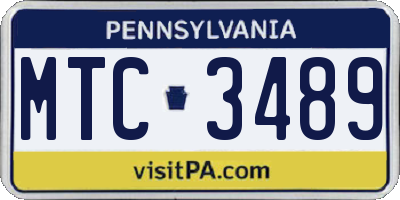PA license plate MTC3489