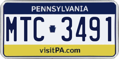 PA license plate MTC3491