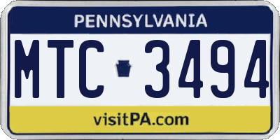 PA license plate MTC3494