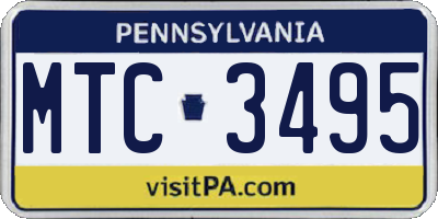 PA license plate MTC3495