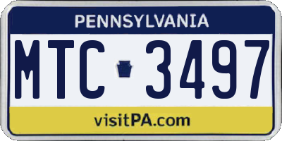 PA license plate MTC3497