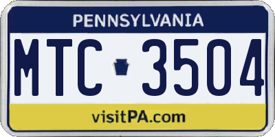 PA license plate MTC3504