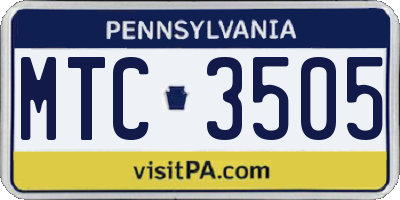 PA license plate MTC3505