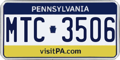 PA license plate MTC3506