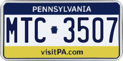 PA license plate MTC3507