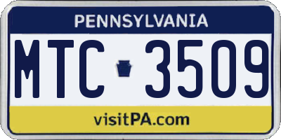 PA license plate MTC3509